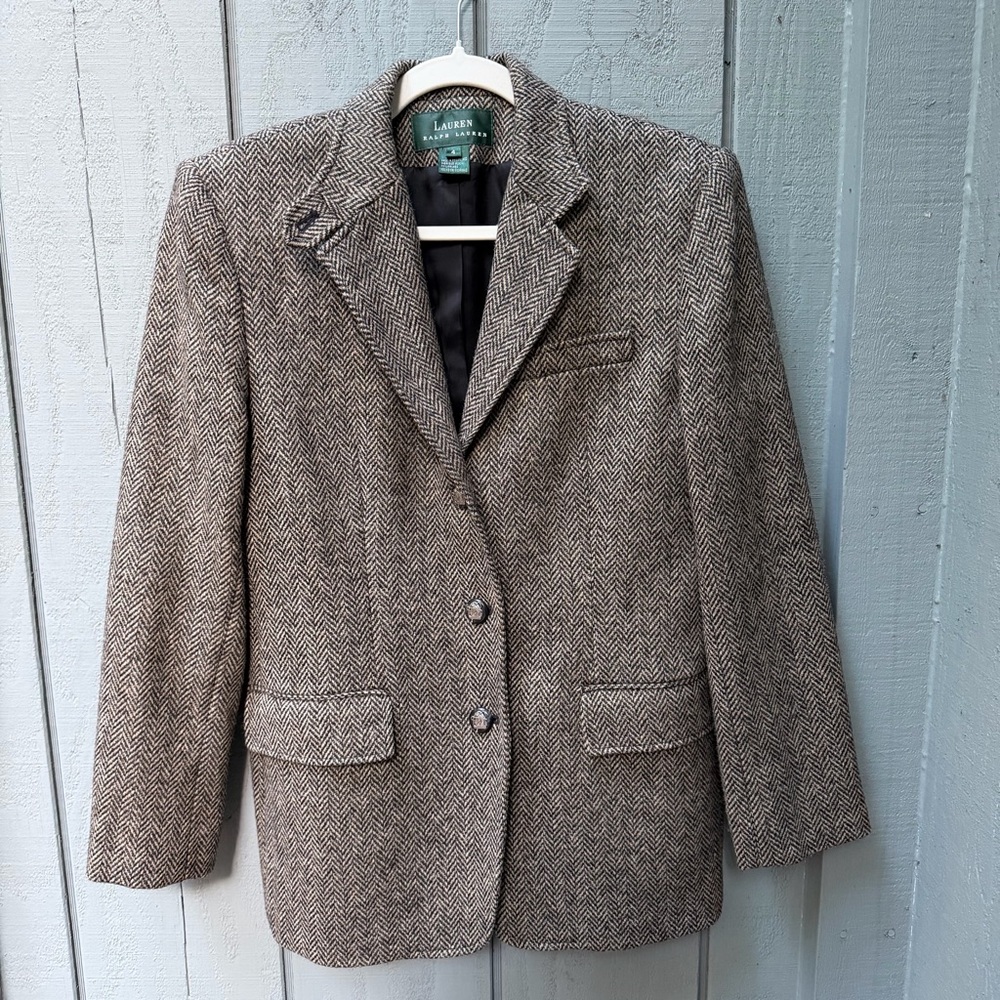 Lauren Ralph Lauren 100% wool Herringbone Tweed Blazer